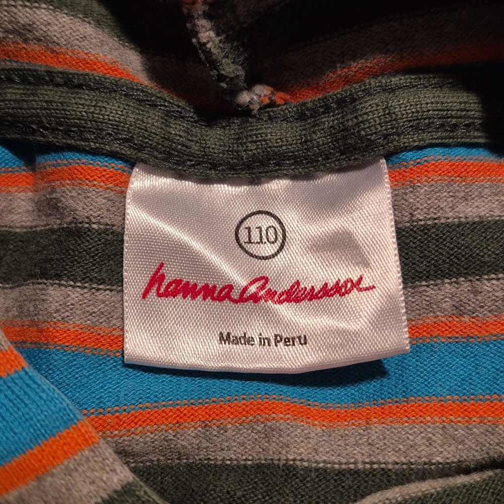 Hanna Andersson boys size 110 or 5 stripped hooded shirt VGUC - Picture 4 of 5